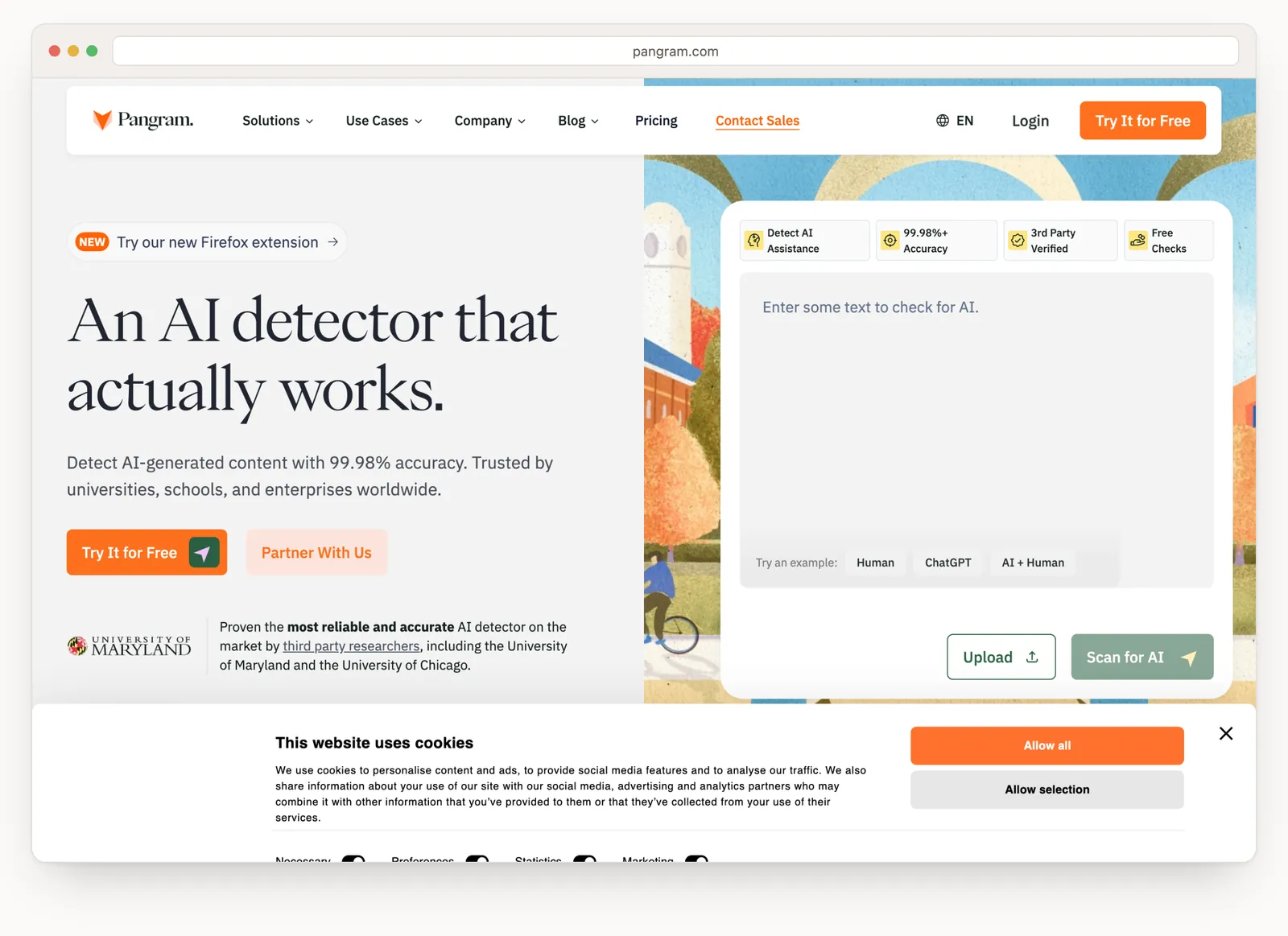 Pangram homepage