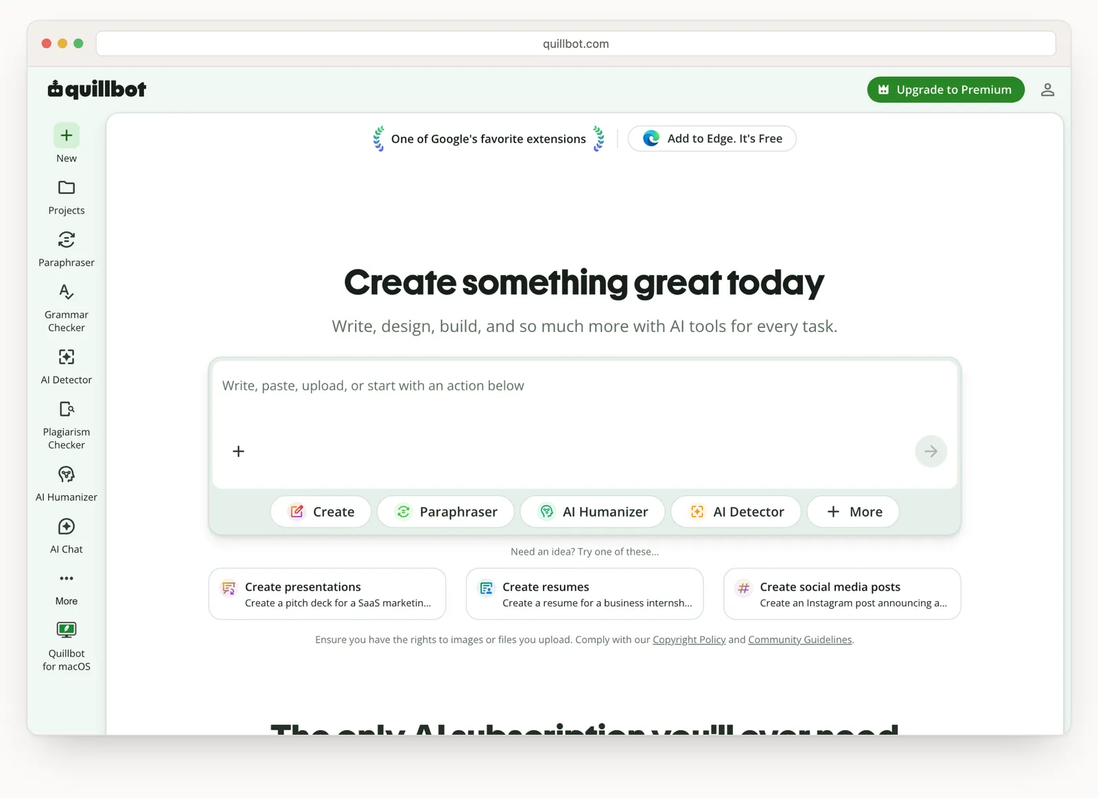 QuillBot homepage